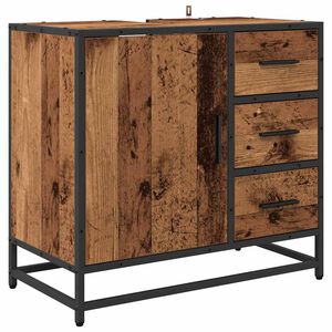 vidaXL Badrumssk&aring;p Gammalt tr&auml; 65 x 33 x 60 cm Konstruerat tr&auml;