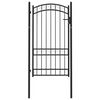 vidaXL Staketgrind Emmen med v&auml;lvd topp st&aring;l 100x123,5 cm svart