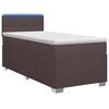 vidaXL Boxspring s&auml;ng med madrass och LED M&ouml;rkbrun 90 x 200 cm Tyg