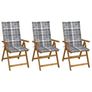 vidaXL Hopf&auml;llbara stolar 3 st med dynor i massivt akaciatr&auml;