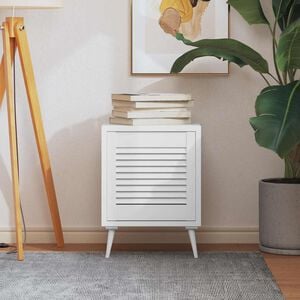 vidaXL Sk&aring;plucka lamelldesign vit 39,5x39,4 cm massiv furu