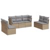 vidaXL Matgrupp f&ouml;r tr&auml;dg&aring;rden med dynor 7 delar beige konstrotting
