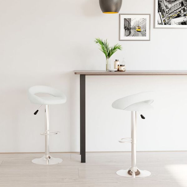 vidaXL Barstolar 2 st vit konstl&auml;der
