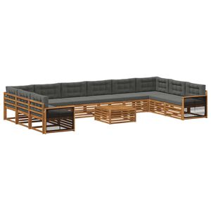 vidaXL Soffgrupper med kudde 11 pcs Massivt Akaciatr&auml;