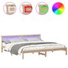 vidaXL Sängram med LED -remsljus Brun 200 x 200 cm Massiv furu