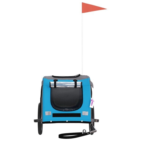 vidaXL Cykelvagn f&ouml;r djur bl&aring; och gr&aring; oxfordtyg och j&auml;rn