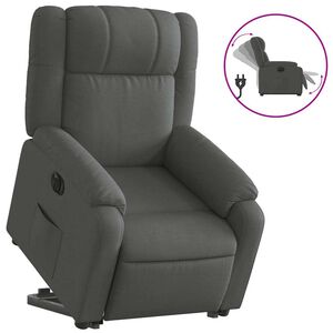 vidaXL Elektrisk reclinerf&aring;t&ouml;lj med uppresningshj&auml;lp m&ouml;rkgr&aring; tyg