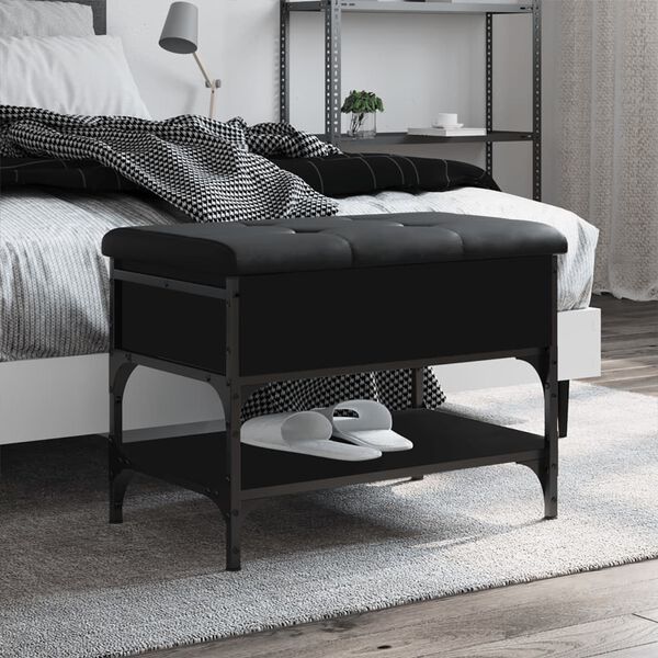 vidaXL Skob&auml;nk svart 62x42x45 cm konstruerat tr&auml;