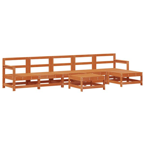 vidaXL Tr&auml;dg&aring;rd loungem&ouml;bler 6 pcs VaxBrun Massivt furu