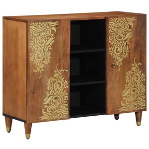 vidaXL Sideboard med hylla Brun 90 x 33 x 75 cm Massivt mangotr&auml;