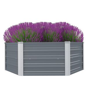 vidaXL Odlingsl&aring;da 129x129x45 cm galvaniserat st&aring;l gr&aring;