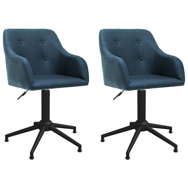 vidaXL Snurrbara matstolar 2 st bl&aring; tyg