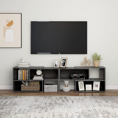 vidaXL TV-bänk grå högglans 149x30x52 cm spånskiva