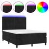 vidaXL Rams&auml;ng med madrass & LED svart 140x190 cm sammet