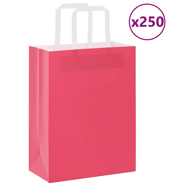 vidaXL Pappersp&aring;sar 250 st med handtag rosa 21x11x28 cm