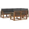 vidaXL Utomhussoffset med kudde 7 pcs Naturlig och Antracit Polyester