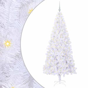 vidaXL Konstgjord julgran med 300 LED-lampor Vit 210 cm PVC och st&aring;l