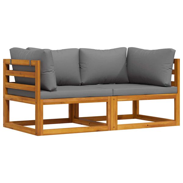 vidaXL H&ouml;rnsits till modulsoffa 2 st med dynor m&ouml;rkgr&aring;