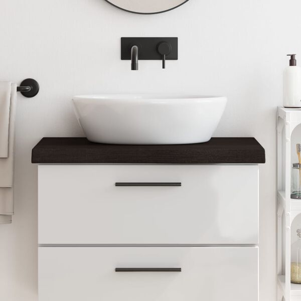 vidaXL B&auml;nkskiva badrum m&ouml;rkbrun 80x40x(2-6) cm behandlat massivt tr&auml;