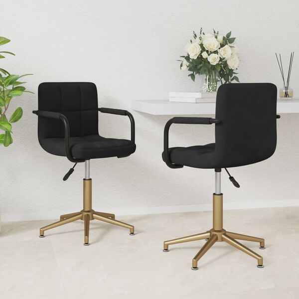 vidaXL Snurrbara matstolar 2 st svart sammet