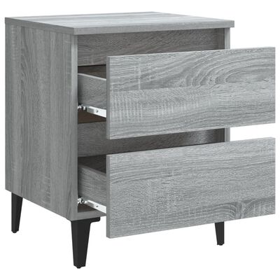vidaXL Sängbord med metallben 2 st grå sonoma 40x35x50 cm