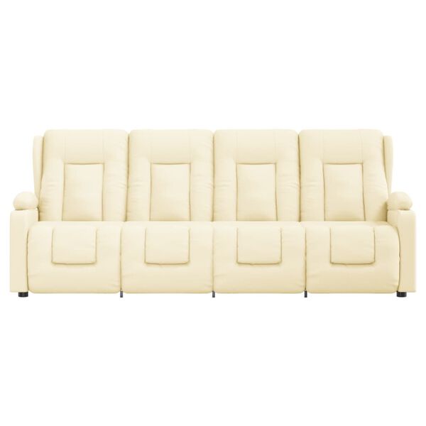 vidaXL Massagefåtölj med kopphållare 4-sits gräddvit konstläder