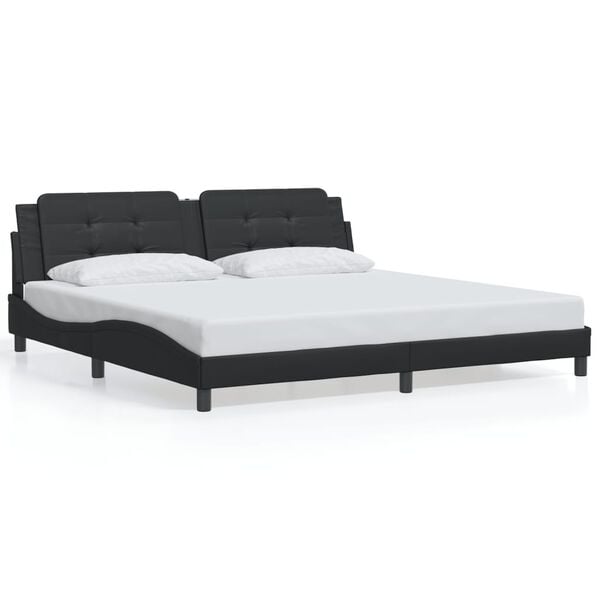 vidaXL Bed Frame without Mattress "Zadar" Black 200x200 cm Faux Leather