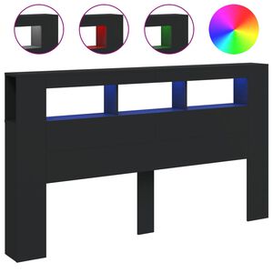 vidaXL S&auml;nggavel LED svart 180x18,5x103,5 cm konstruerat tr&auml;