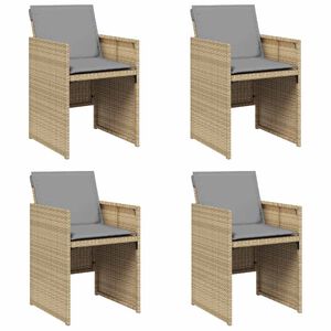 vidaXL Tr&auml;dg&aring;rdsstolar med dynor 4 st blandad beige konstrotting
