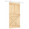 vidaXL Skjutd&ouml;rr Naturlig och vit 100 x 210 cm Massiv furutr&auml;d&ouml;rr