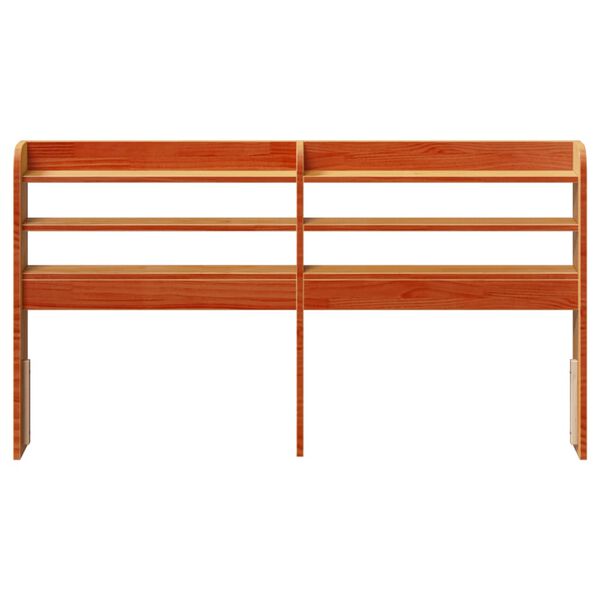 vidaXL Huvudgavel med hyllor vaxbrun 120 cm massiv furu