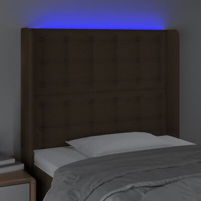 vidaXL Sänggavel LED mörkbrun 83x16x118/128 cm tyg