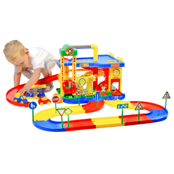 Polesie Wader Leksaksgarage 8 delar 3 v&aring;ningar 100x90x38 cm PP