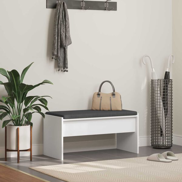 vidaXL Hallb&auml;nk med kudde Vit 80 x 38 x 46 cm