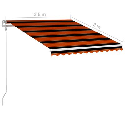 vidaXL Markis automatiskt infällbar 350x250 cm orange och brun