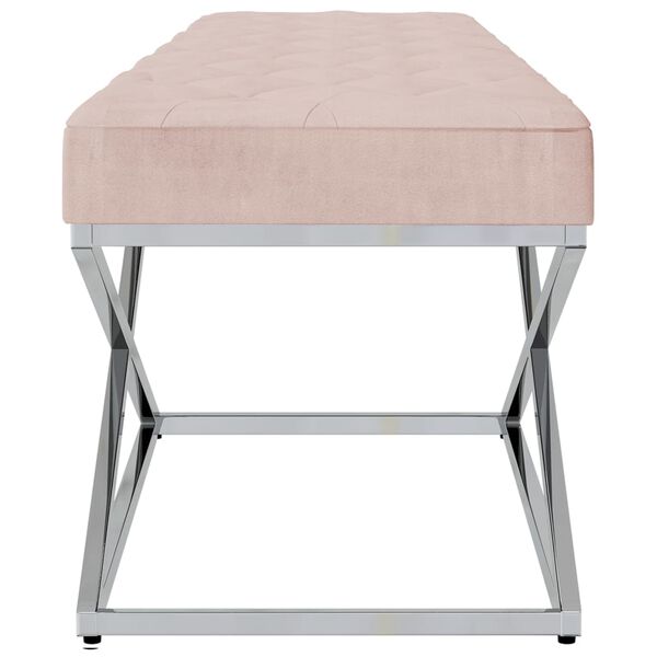 vidaXL B&auml;nk rosa sammet och rostfritt st&aring;l
