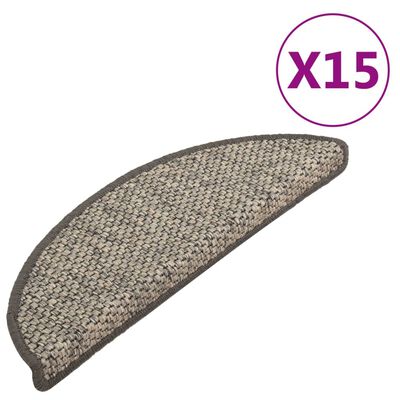 vidaXL Trappstegsmattor självhäftande sisal 15 st 65x21x4 cm antracit