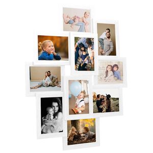 vidaXL Fotoram f&ouml;r 10x(13x18 cm) bilder vit MDF