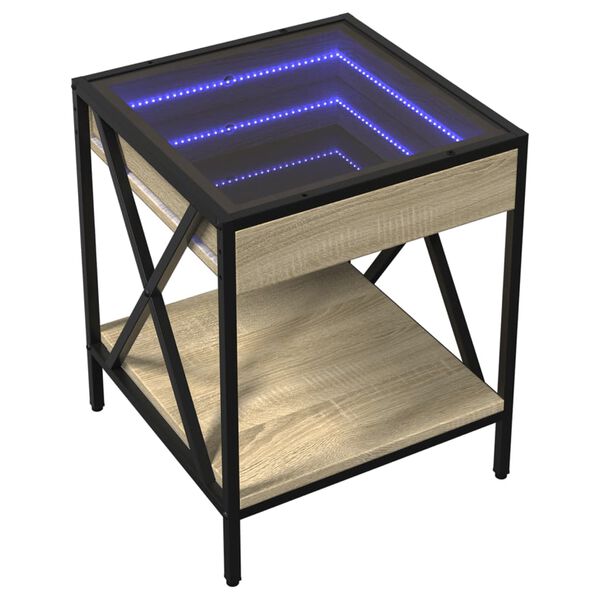 vidaXL Sängbord med Infinity LEDs sonoma-ek 40x40x49 cm