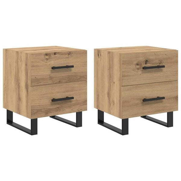 vidaXL Nattduksbord 2 pcs Artisan Ek 40 x 35 x 47,5 cm Konstruerat tr&auml;