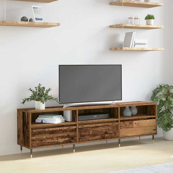 vidaXL TV-sk&aring;p Gammalt tr&auml; 150 x 30 x 45 cm Konstruerat tr&auml;