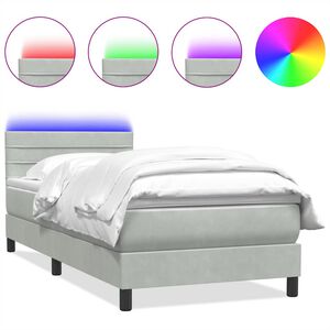 vidaXL Res&aring;rs&auml;ng med madrass och LED ljusgr&aring; 80x210 cm sammet