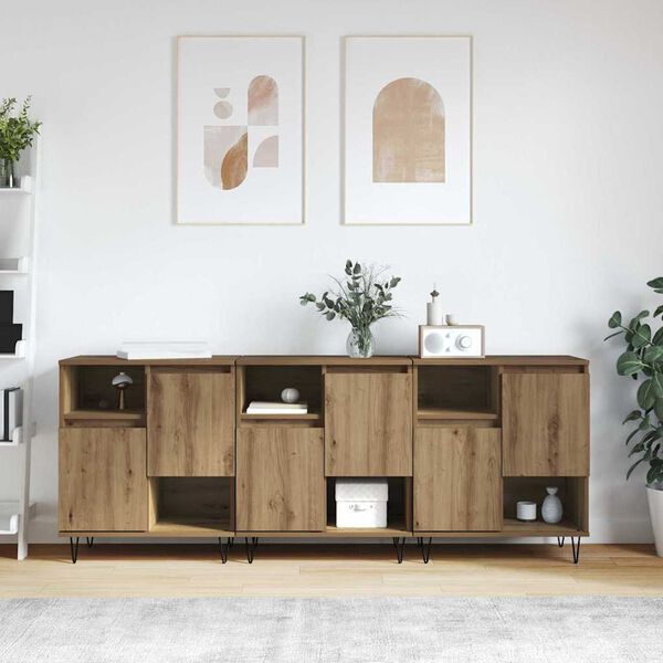 vidaXL Sideboard 3 pcs Artisan Ek 60 x 35 x 70 cm