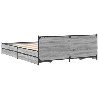 vidaXL Sängram med lådor grå sonoma 120x200 cm konstruerad trä
