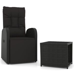 vidaXL Loungegrupp f&ouml;r tr&auml;dg&aring;rden 2 delar svart konstrotting&st&aring;l