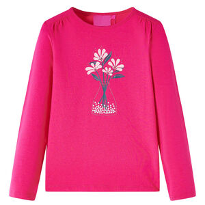 T-shirt med l&aring;nga &auml;rmar f&ouml;r barn stark rosa 104