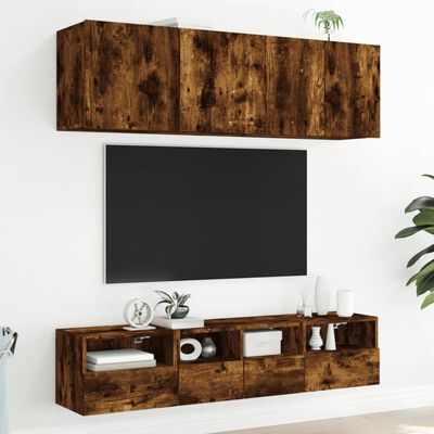 vidaXL Väggmonterad tv-skåp rökfärgad ek 40x30x30 cm konstruerat trä