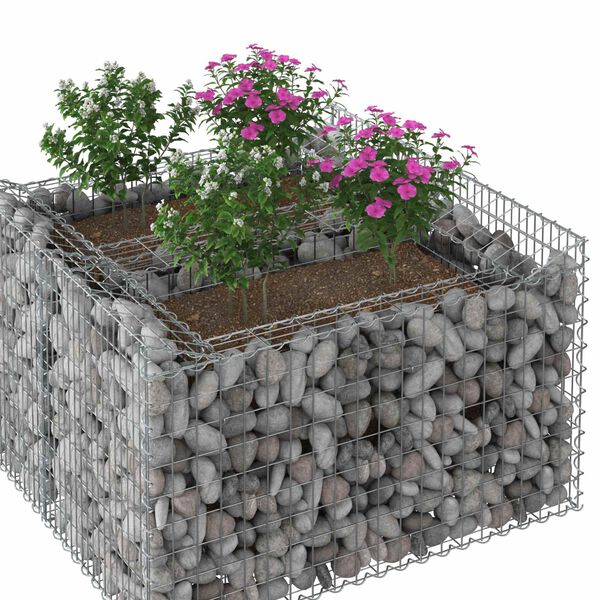 vidaXL Gabion upph&ouml;jd s&auml;ng Silver 100 x 100 x 60 cm Galvaniserat St&aring;l