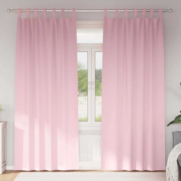 vidaXL M&ouml;rkl&auml;ggningsgardiner med Ringar 2 pcs Babyrosa 245 x 140 cm