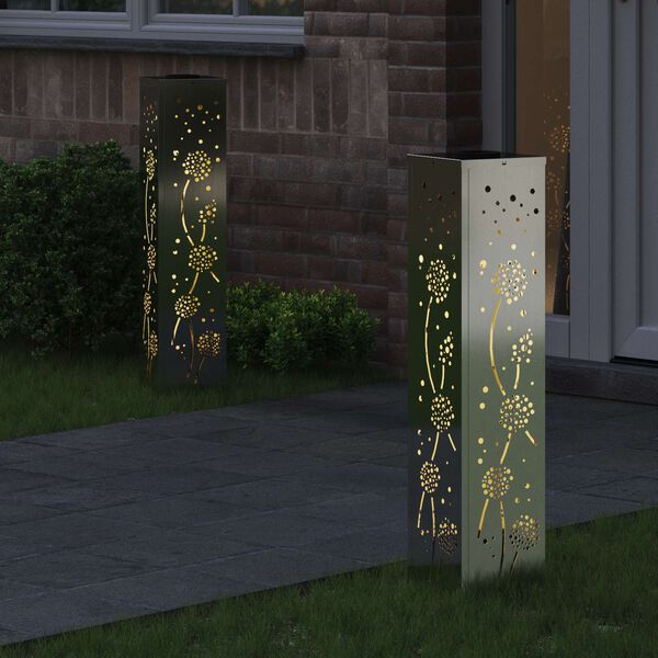 vidaXL Solar LED Stig Ljus 2 pcs Rostig Galvaniserad